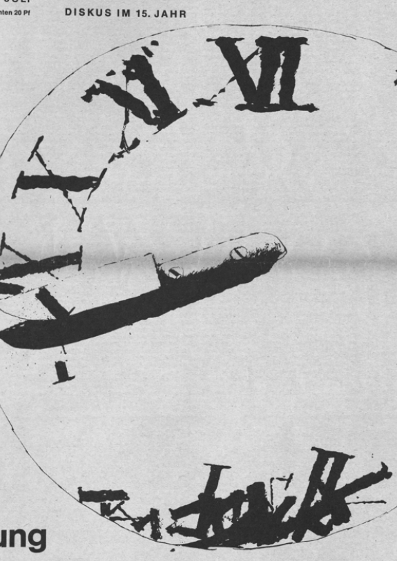 Bild einer Uhr, der Zeiger ist ein messer und räumt die Ziffern ab. Es ist viertel vor 12.