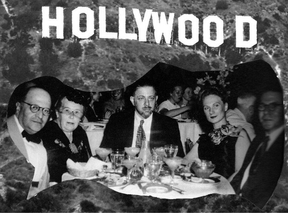 Collage: Felix und Helen Weil, das Ehepaar Horkheimer und Pollock 1945 in einem Nachtclub in Hollywood